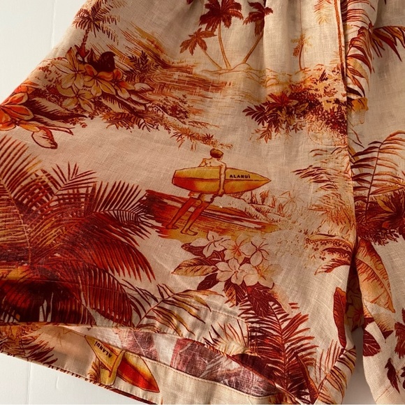 Alanui linen ho'okipa toile de jouy shorts Hawaii hawaiian theme xs - Picture 9 of 11